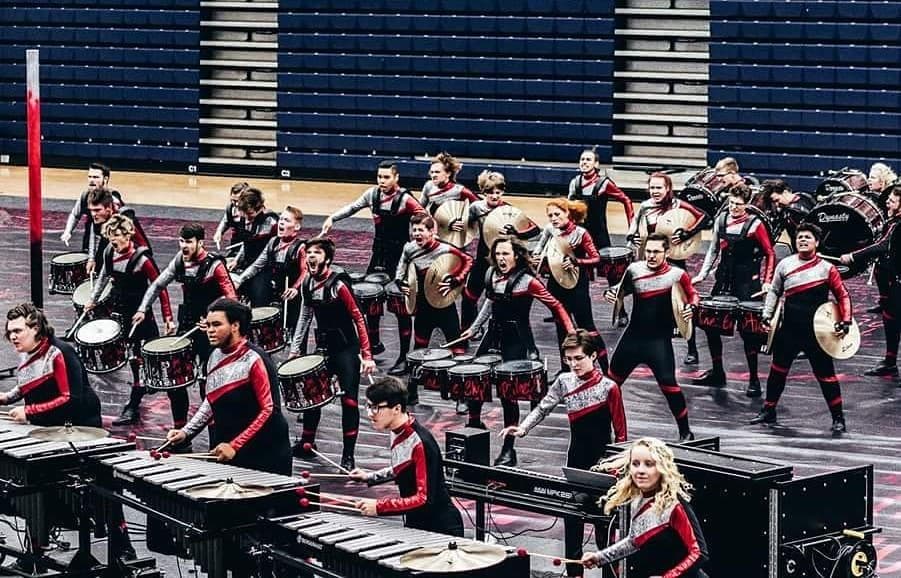 Young percussionists performing together